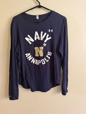 Under Armour Navy Annapolis Long Sleeve Shirt - Navy, Gold & White